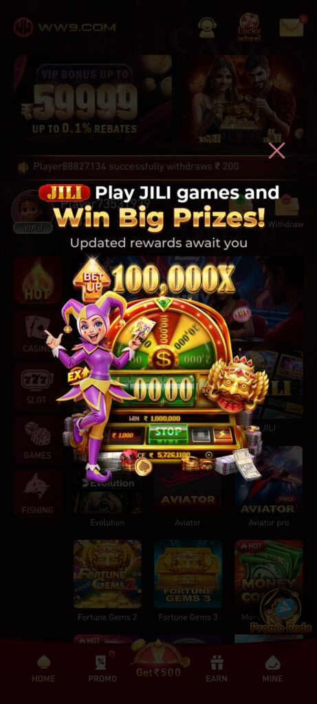 WW9 spin & win cash